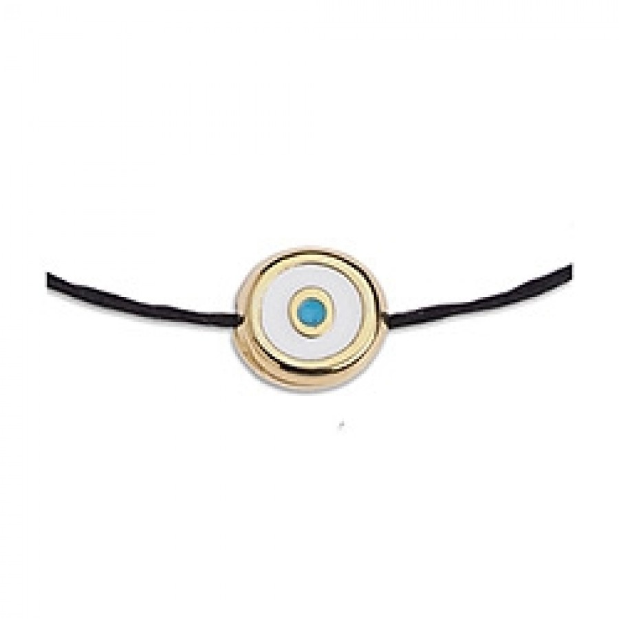 Χάντρα μάτι σε επίχρυσο (24Κ) με λευκό και γαλάζιο σμάλτο, κατάλληλο για την κατασκευή κοσμημάτων-ανά τεμάχιο