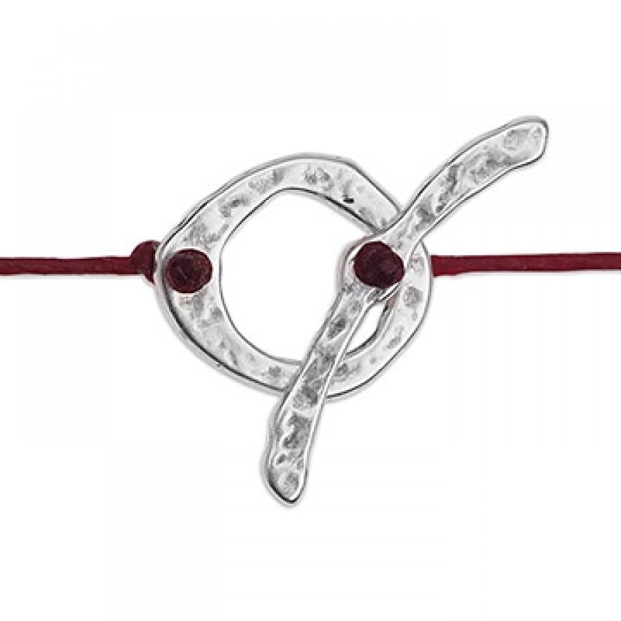 Μεταλλικό σφυρήλατο διπλό κούμπωμα κρίκος και μπάρα ασημί αντικέ τιμή ανα κούμπωμα