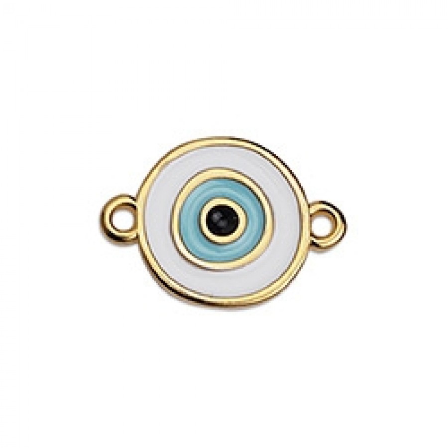 Μοτίφ μάτι 14mm με 2 κρικάκια σε επίχρυσο (24Κ), κατάλληλο για την κατασκευή κοσμημάτων-τιμή ανά τεμάχιο