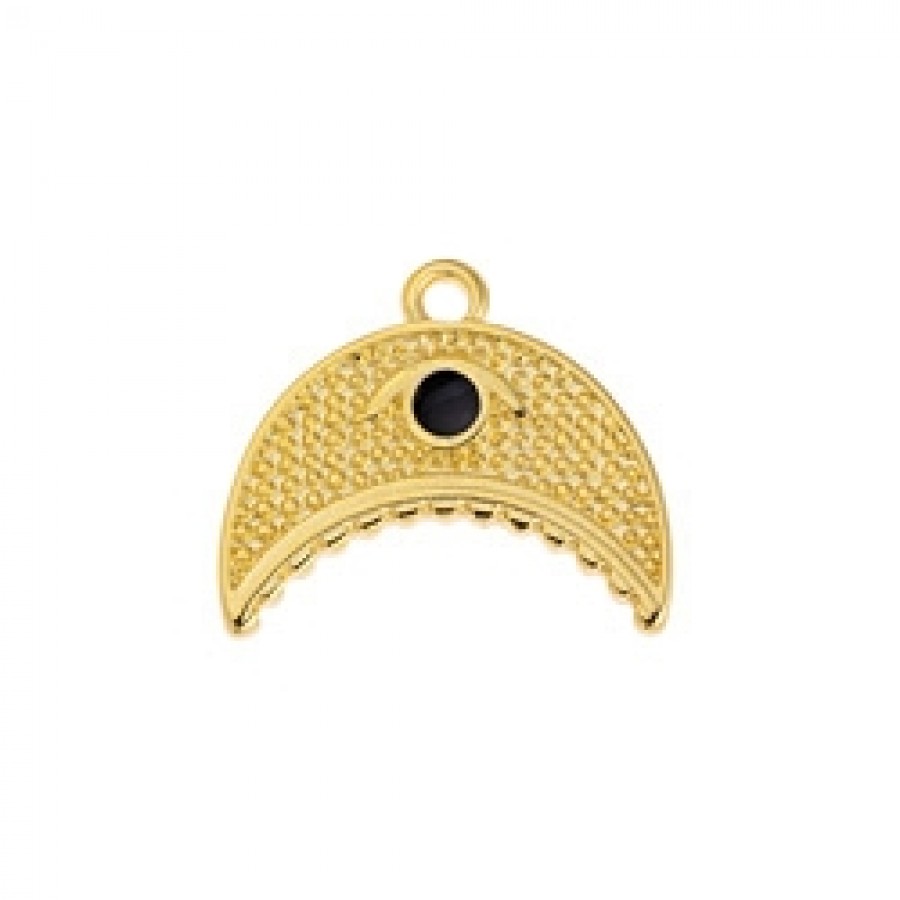Κρεμαστό μισοφέγγαρο με μάτι σε επίχρυσο (24Κ) και μαύρο σμάλτο, κατάλληλο για την κατασκευή κοσμημάτων- ανά τεμάχιο