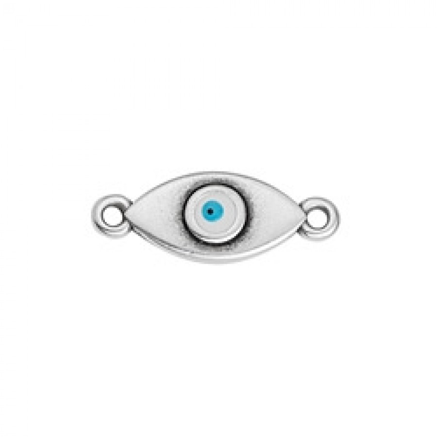 Μοτίφ οβάλ μάτι με 2 κρικάκια σε ασημί αντικέ, κατάλληλο για την κατασκευή κοσμημάτων-ανά τεμάχιο