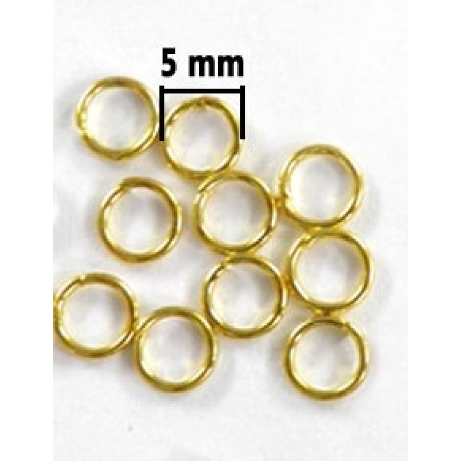 Κρικάκι ορειχάλκινο εξ. διάμετρος 5mm και πάχος 0,8mm σε επίχρυσο, κατάλληλο για την κατασκευή κοσμημάτων-τιμή ανά συσκ.10 τεμαχίων