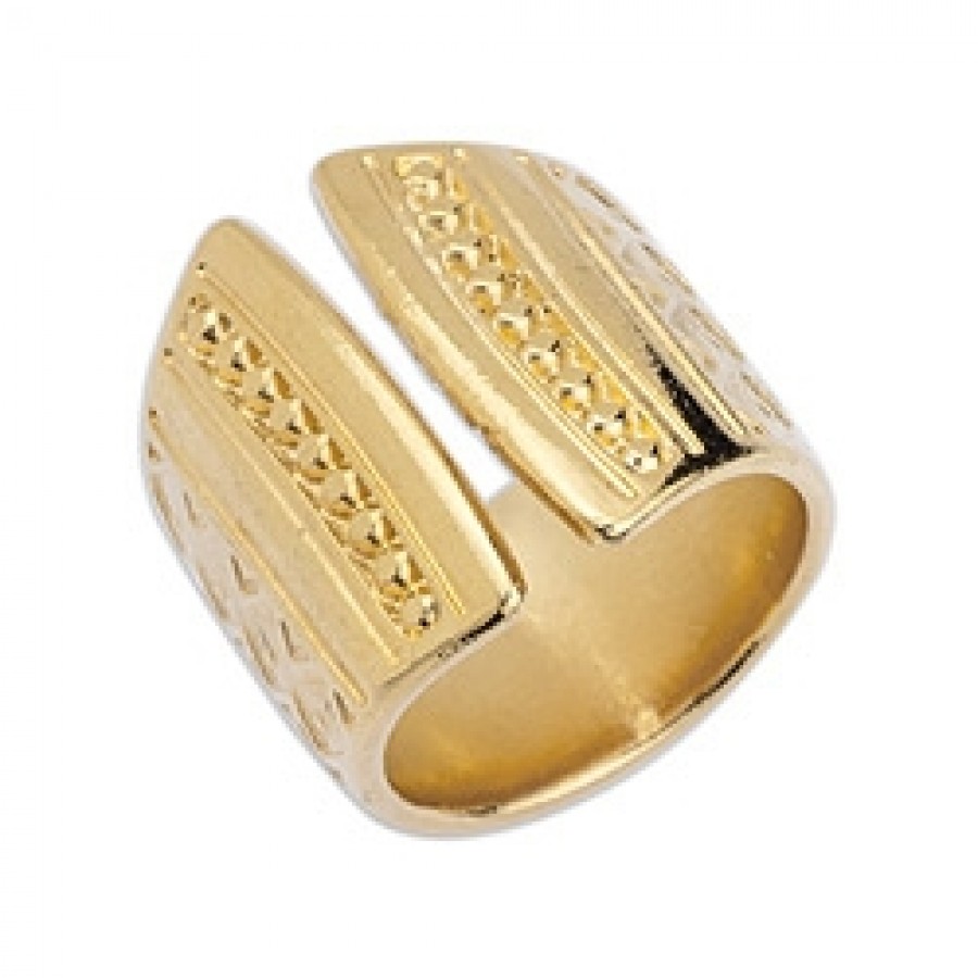 Δαχτυλίδι φαρδύ 17mm με ethnic patterns σε επίχρυσο(24Κ)-ανα τεμάχιο