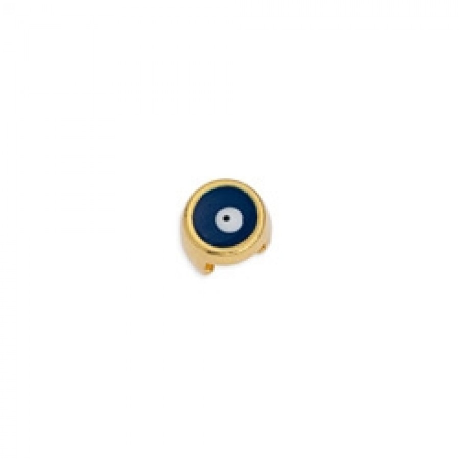 Μάτι περαστό grip-it για πλακέ κορδόνι 5x2,5mm σε επίχρυσο (24Κ) με σκούρο μπλε σμάλτο, κατάλληλο για την κατασκευή κοσμημάτων-ανά τεμάχιο