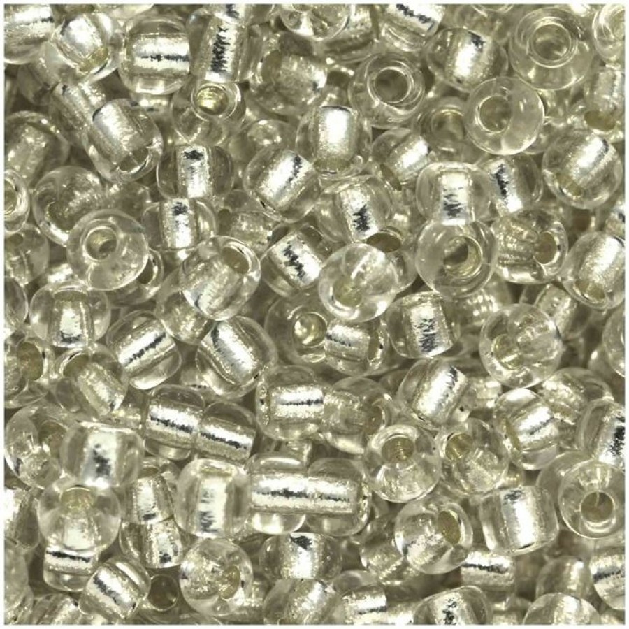 Γυάλινη χάντρα ροκάι Νο8 (~2,9mm) σε ασημί crystal χρώμα, κατάλληλη για την κατασκευή κοσμημάτων-τιμή ανά συσκευασία 20γραμμ.