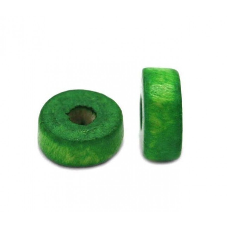 Ξύλινη ροδέλα 8x4mm σε πράσινο χρώμα-τιμή ανα τεμάχιο