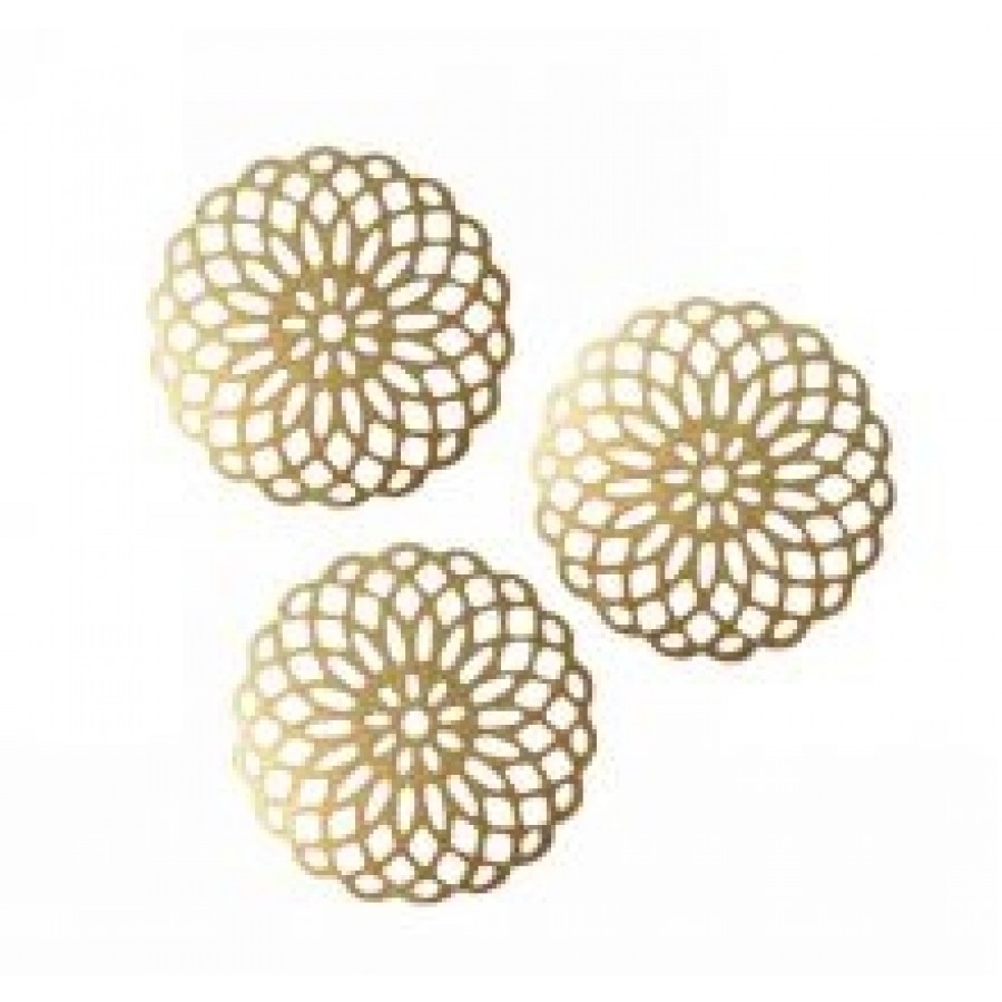 Μεταλλικό μεσαίο στρογγυλό 26mm λουλούδι φιλιγκρί σε χρυσαφί-ανα τεμάχιο