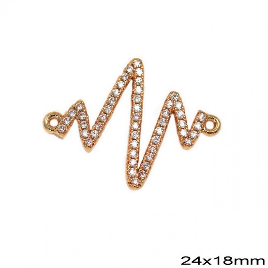 Μπρουτζινο μοτίφ αστραπή 24x18mm με ζιργκον  σε ροζ χρυσωμα τιμή ανα τεμάχιο