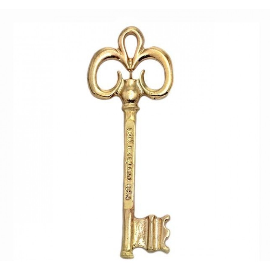 Κρεμαστό διακοσμητικό κλειδί που γράφει "κάθε ευτυχία και χαρά" σε χρυσαφί-ανα τεμάχιο