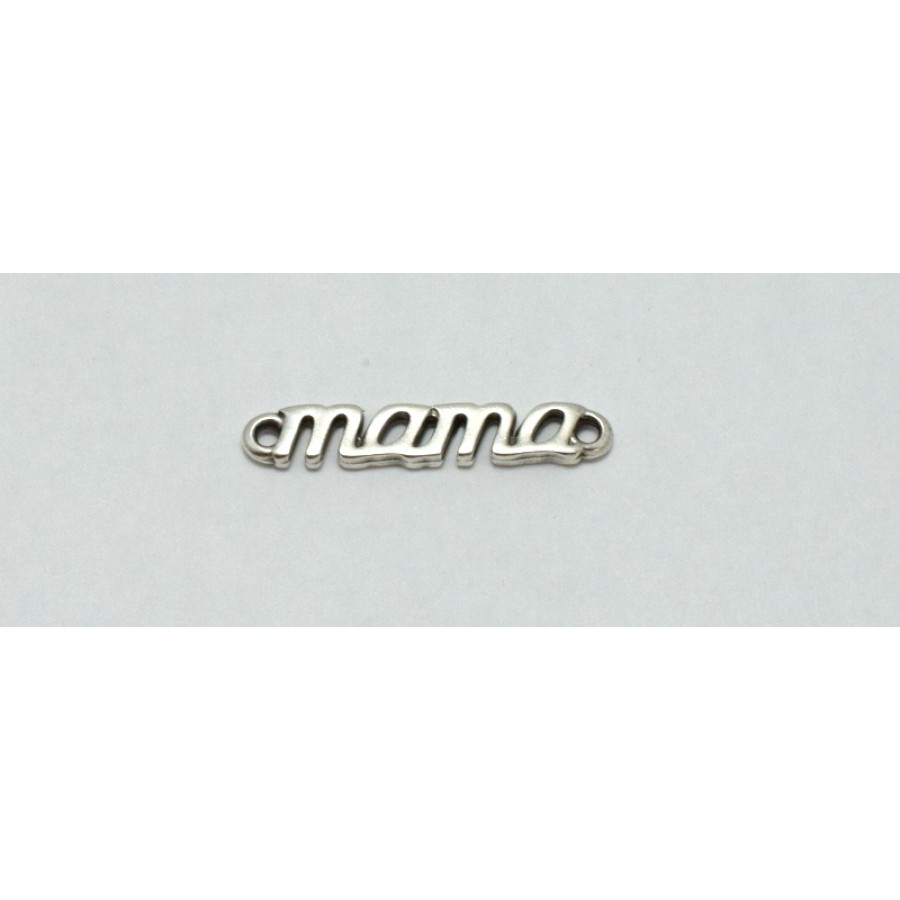 Mεταλλικό μοτιφ mama πιο παχύ 24 x 4 mm σε επάργυρο με κρικάκια δεξια αριστερα καταλληλα και για μακραμε     τιμή ανα τεμάχιο