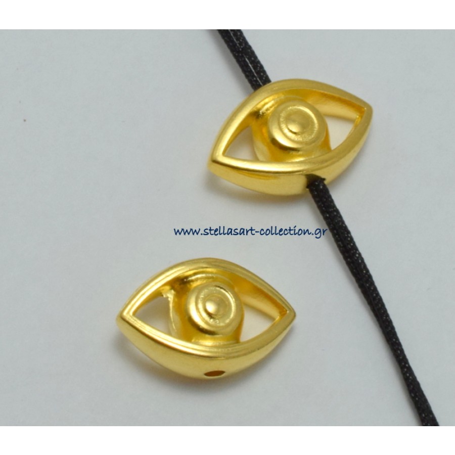 Μεταλλικό μάτι χάντρα 19 x 11 mm για κορδόνι μέχρι Ø2mm σε επίχρυσο τιμή ανα τεμάχιο