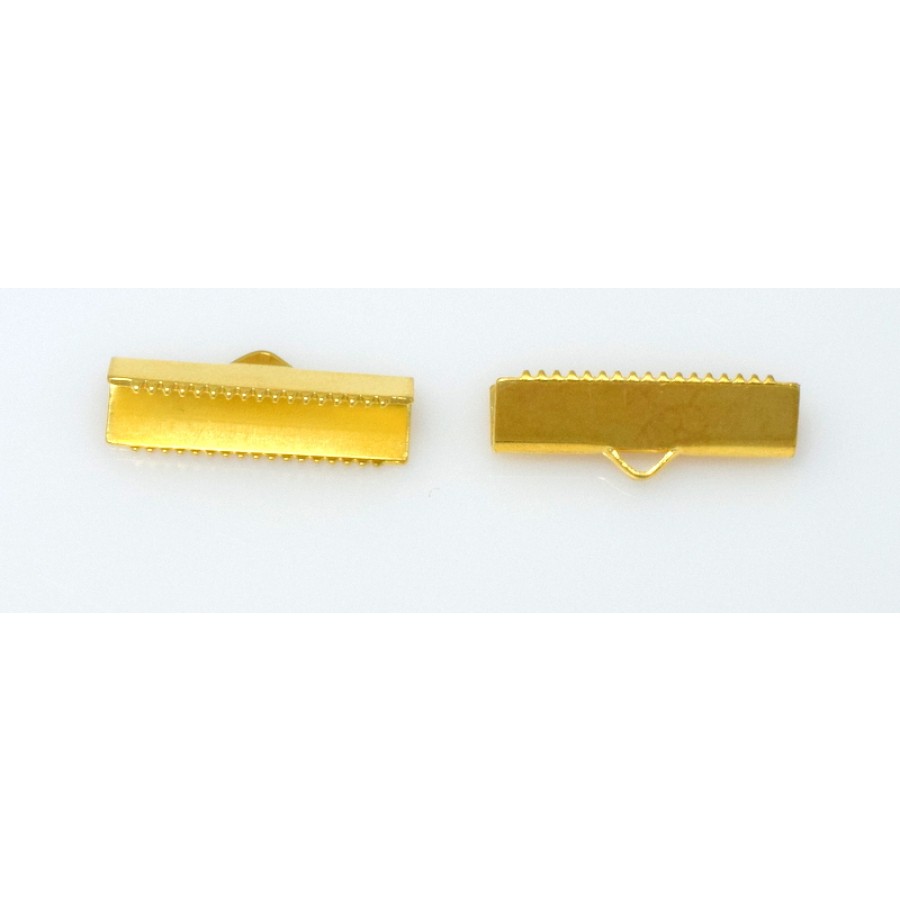 Oρειχάλκινο σφιχτηράκι  ΠΛΑΚΕ 20 x 7.1 mm καταλληλο για κορδόνι φάρδους 20mm χρυσαφί τιμή ανα τεμάχιο