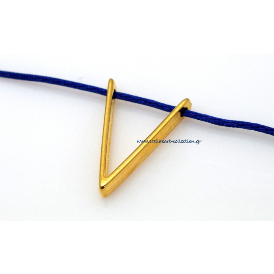 Μεταλλικό μοτίφ "V" 21x28mm (με τρυπες κατάλληλες για κορδόνι πάχους μεχρι 2mm )σε χρυσαφί     τιμή ανα τεμάχιο