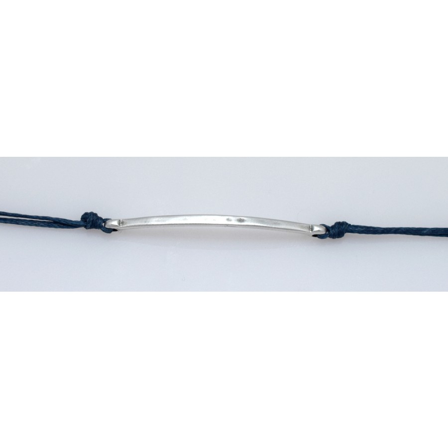 Μεταλλική λεπτη ταυτότητα  σφυρήλατη 40 x 2mm κατάλληλη  για κορδόνι Ø1.5 σε ασημί αντικέ     τιμή ανα τεμάχιο