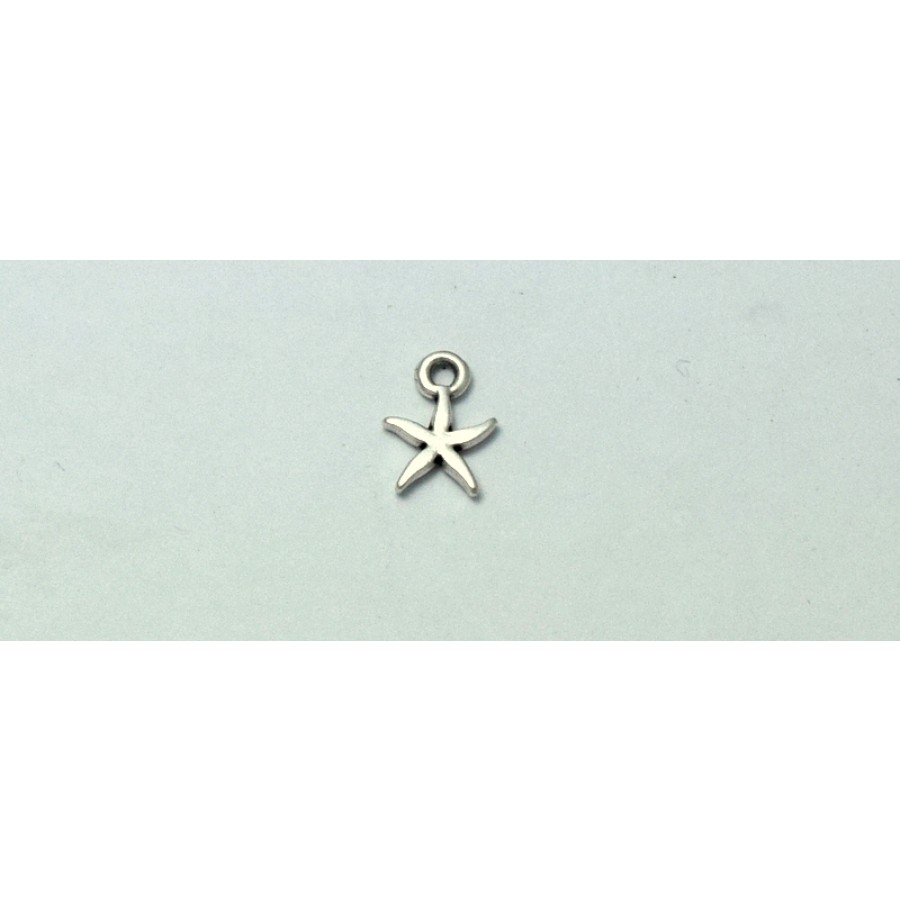 Μεταλλικός μίνι αστερίας 7 x 10 mm με ένα κρικάκι σε ασημί αντικέ τιμή ανα τεμάχιο