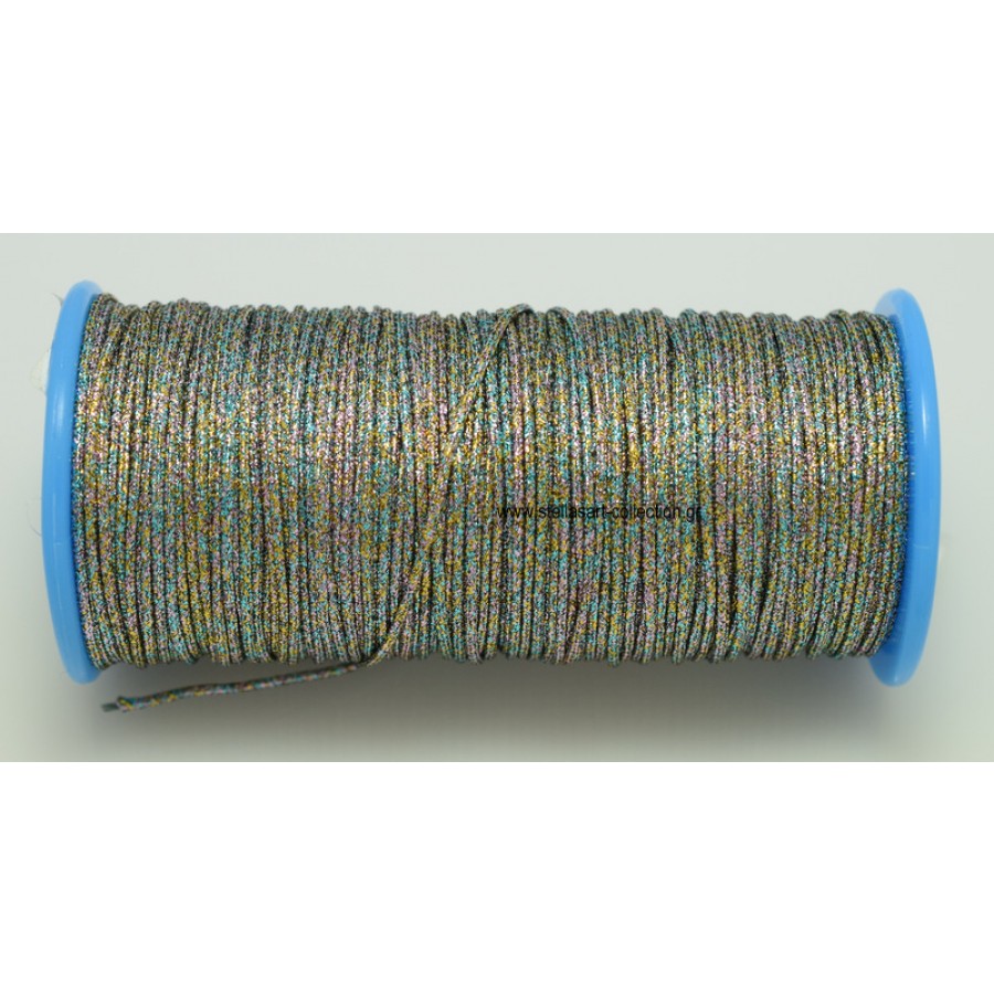 Κορδόνι 1mm σε μεταλλικη οψη και multicolor  τιμη ανα μέτρο