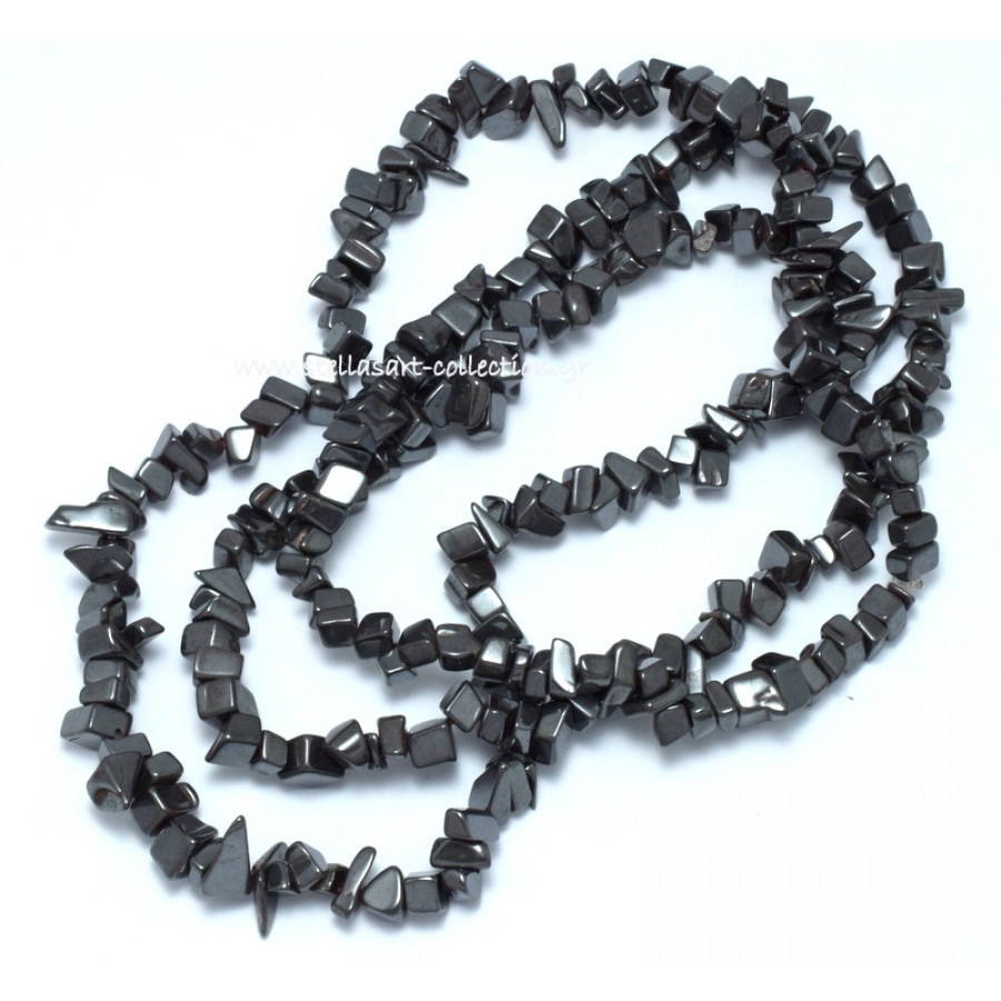 Αιματίτης (Hematite) σε χρώμα γκρι και σχήμα τσιπς  τιμή ανα  σειρά 90εκ.(ολοκληρο κορδονι)