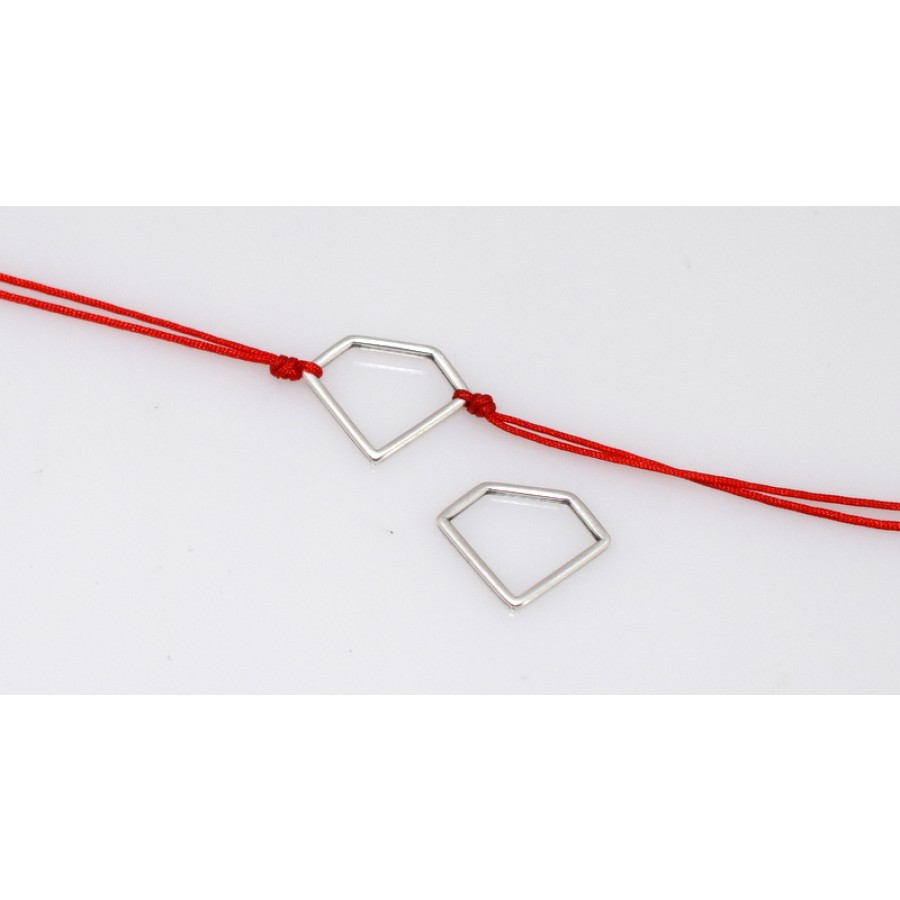 Μεταλλικό μοτίφ περίγραμμα διαμάντι 19 x 14 mm σε ασημί αντικέ τιμή ανα τεμάχιο