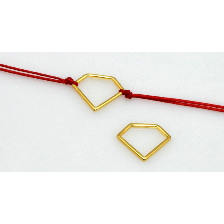 Μεταλλικό μοτίφ περίγραμμα διαμάντι 19 x 14 mm σε χρυσαφί     τιμή ανα τεμάχιο