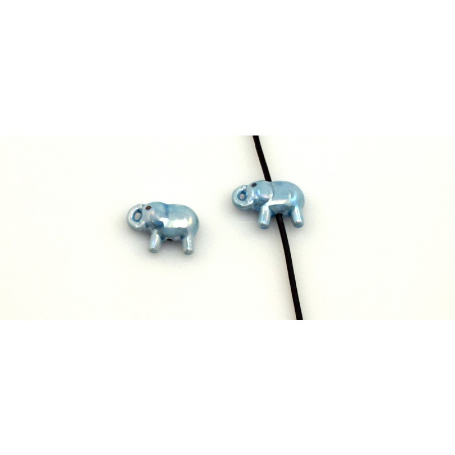 Κομψό κεραμικό ελεφαντάκι 28X16mm με διαμπερη τρύπα για κορδόνι 2mm σε γαλάζιο γυαλιστερό     τιμή ανα τεμάχιο