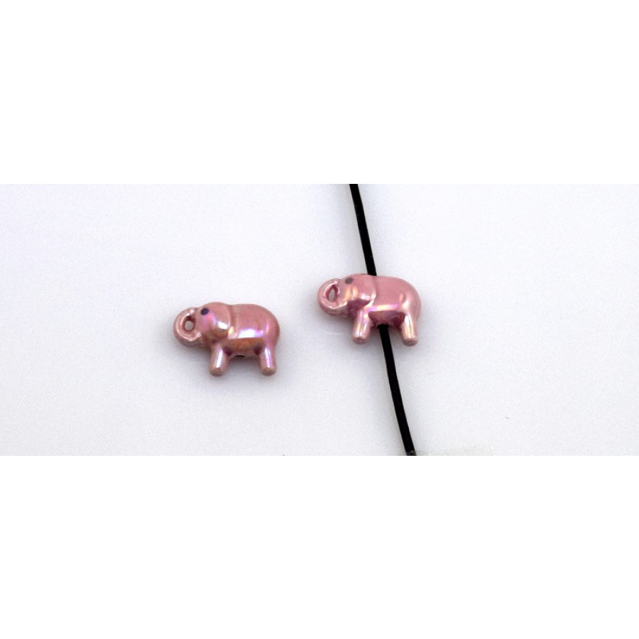 Κεραμικό ελεφαντάκι 28x16mm και τρύπα 2mm σε ροζ γυαλιστερό χρώμα-ανά τεμάχιο