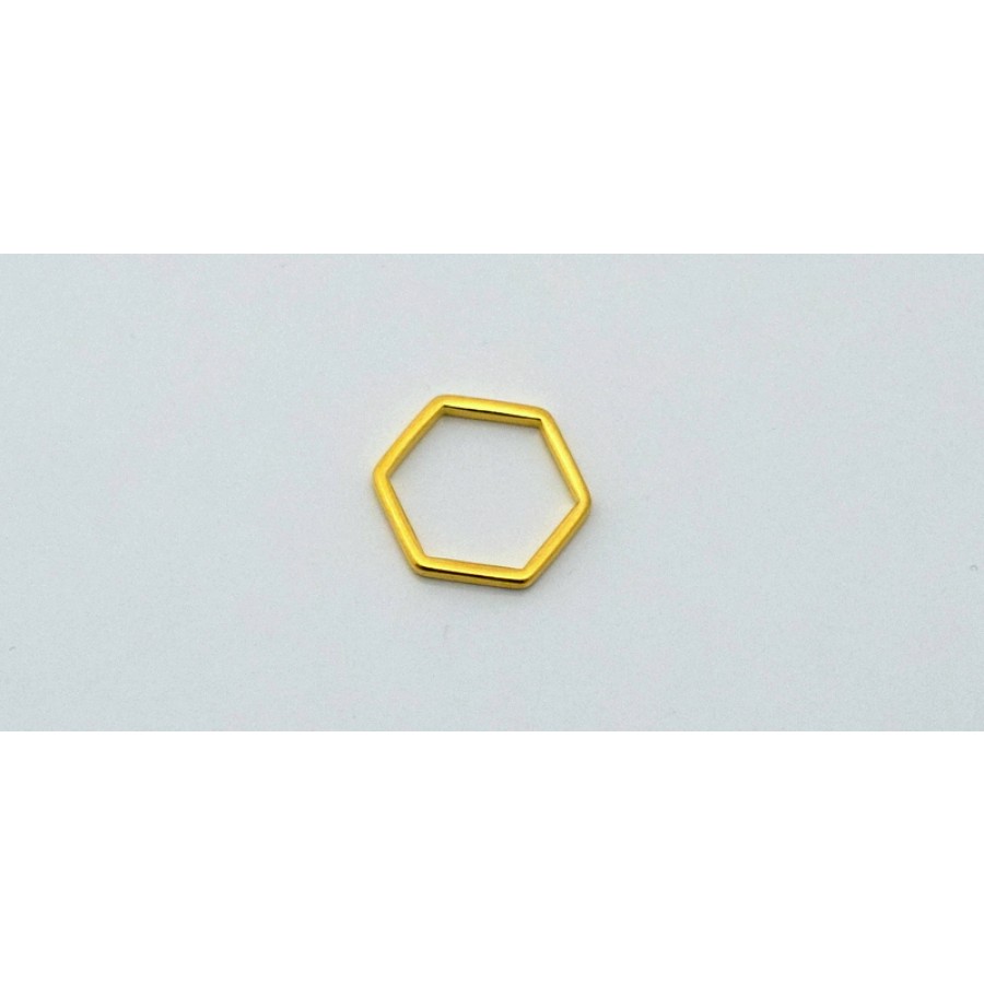 Μεταλλικό μοτίφ περίγραμμα εξάγωνο  17 x 16mm σε επίχρυσο     τιμή ανα τεμάχιο
