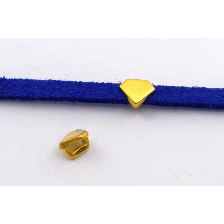 Μεταλλικό διαμάντι ΜΙΝΙ 5mm περαστό καταλληλο για κορδόνι μέχρι 2.5x1.5mm σε χρυσαφί     τιμή ανα τεμάχιο
