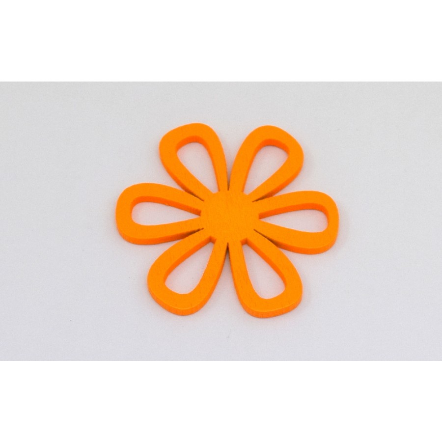 Ξύλινο μοτίφ λουλούδι σε πορτοκαλί χρώμα κατάλληλο για σκουλαρίκια-Τιμή ανα τεμάχιο