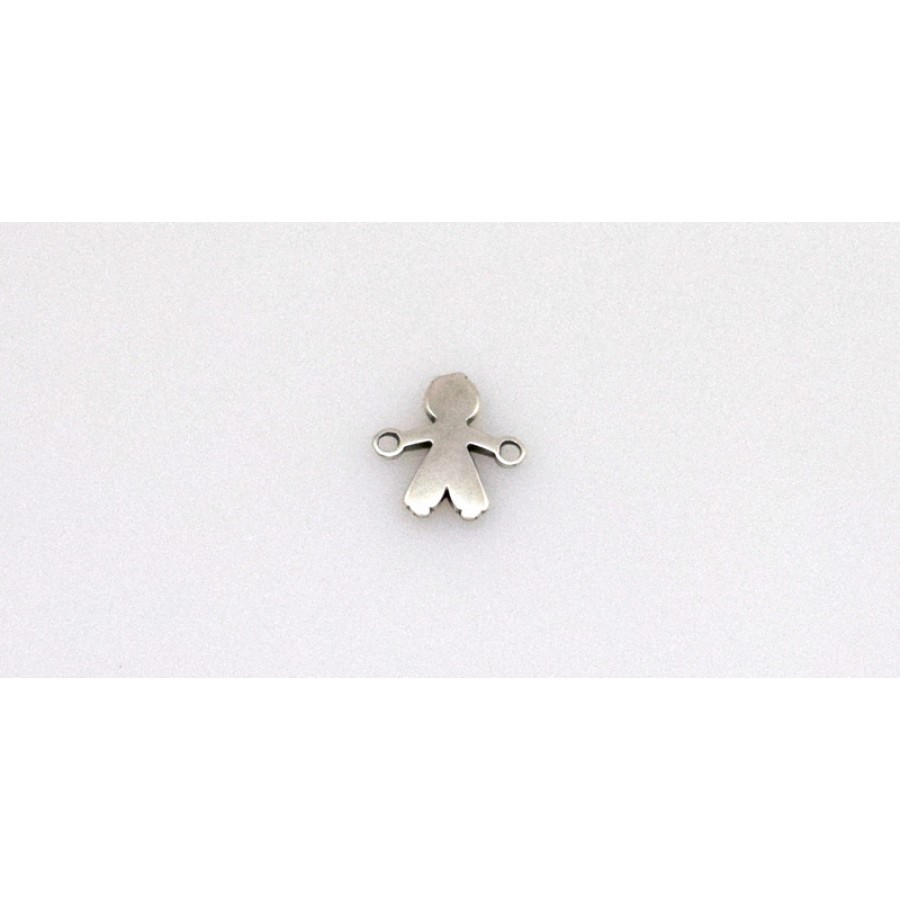 Μεταλλικό μοτίφ αγοράκι 9x14mm-με κρικάκια στα χεράκια- σε ασημί αντικέ     τιμή ανα τεμάχιο