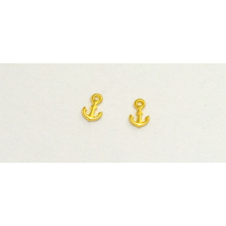 Μεταλλικό κρεμαστό,μοτίφ άγκυρα  μίνι 6.5 x 10 mm σε επίχρυσο     τιμή ανα τεμάχιο