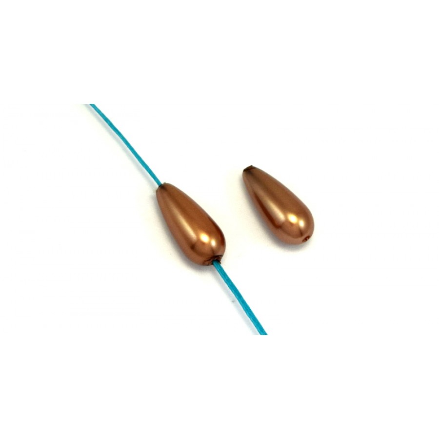 Πέρλα συνθετική 8x15mm σε σχήμα δάκρυ με κάθετη τρυπα- καταλληλη για κορδονι 1mm- σε σοκολατί  χρωμα τιμη ανα τεμάχιο