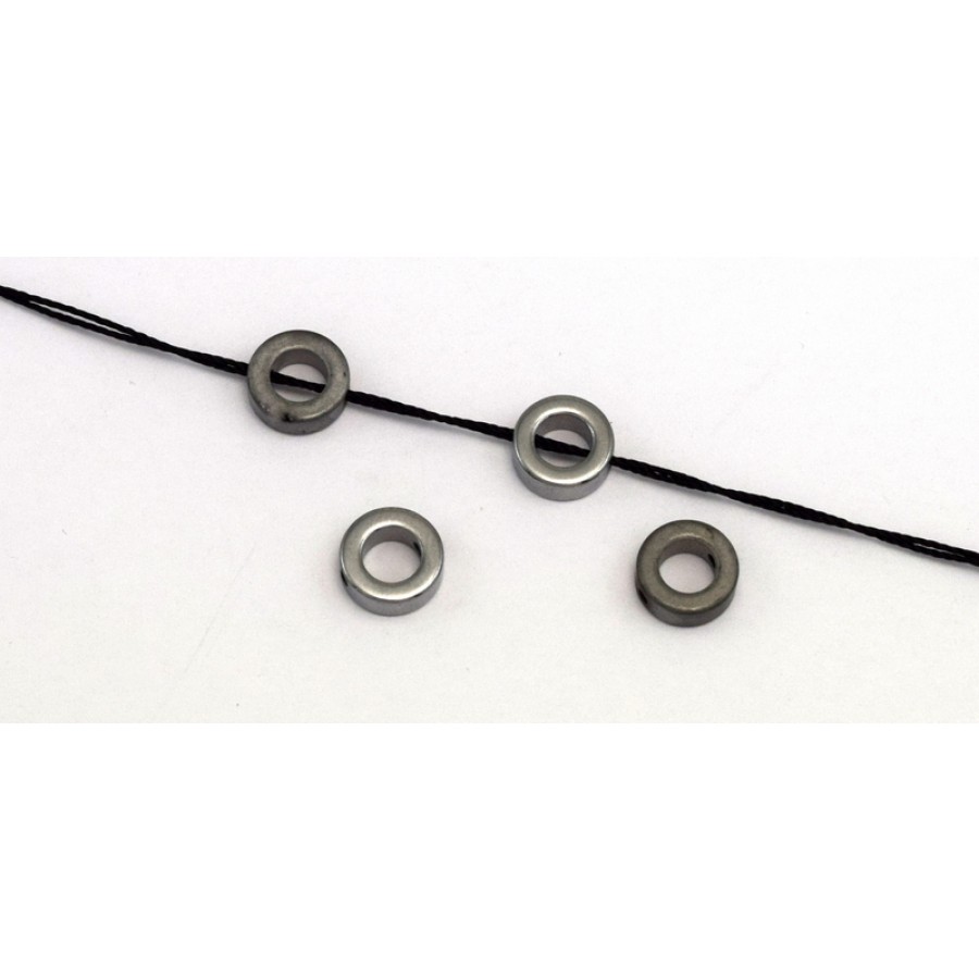 Αιματίτης (Hematite) περαστός  8mm  χρώμα και ασημί και ματ σε  σχήμα ντόνατ με τρύπα 1mm τιμή ανα τεμάχιο