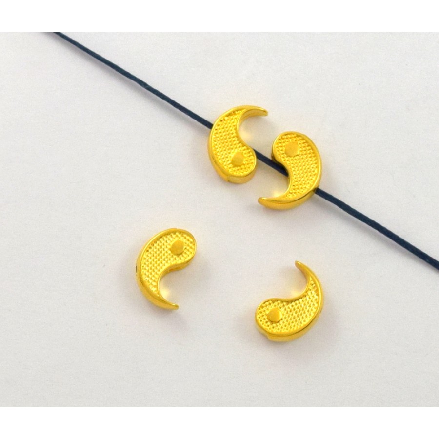 Μεταλλική χάντρα ying yang 11x12,4mm- με τρύπα καταλληλη για κορδονι 1,5mm- σε χρυσαφί τιμή ανα τεμάχιο(μια χάντρα)