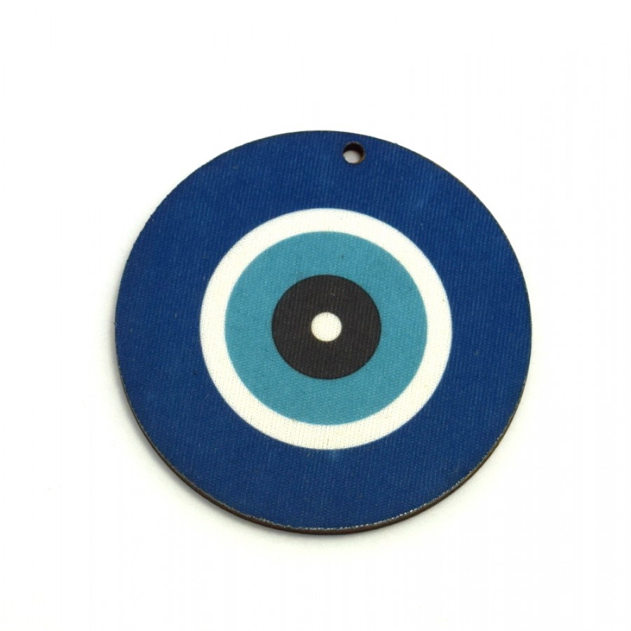 Ξύλινο στρογγυλό μεγάλο μάτι  65mm σε μπλε -γαλάζιο τιμή ανα τεμάχιο