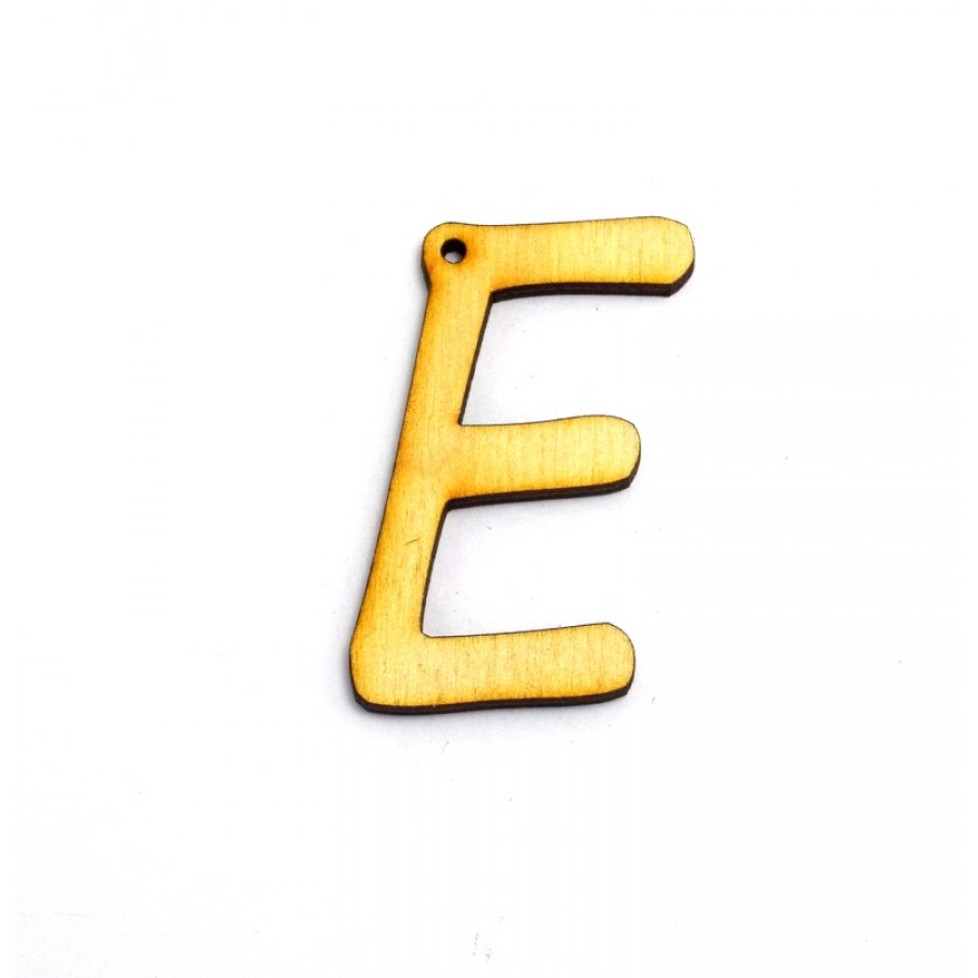 Ξύλινο κρεμαστό γράμμα  5cm με τρύπα "Ε" Τιμή ανα τεμάχιο