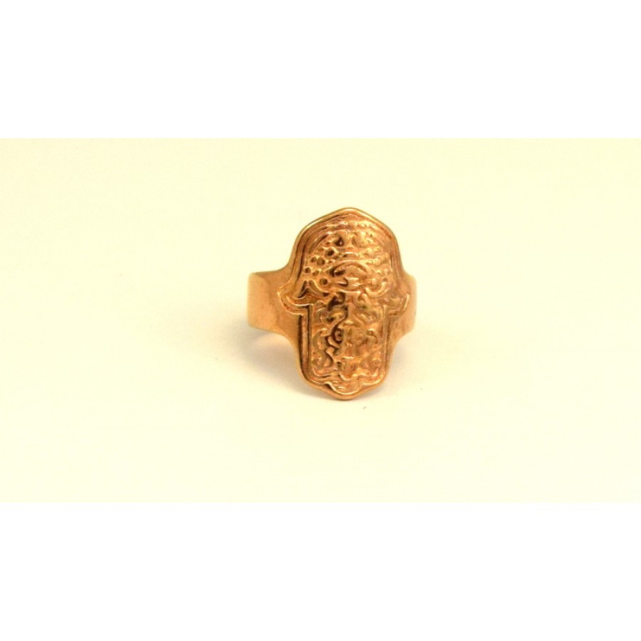 Μεταλλικό δαχτυλίδι χέρι hamsa 15mm με ροζ χρύσωμα τιμή ανα τεμάχιο