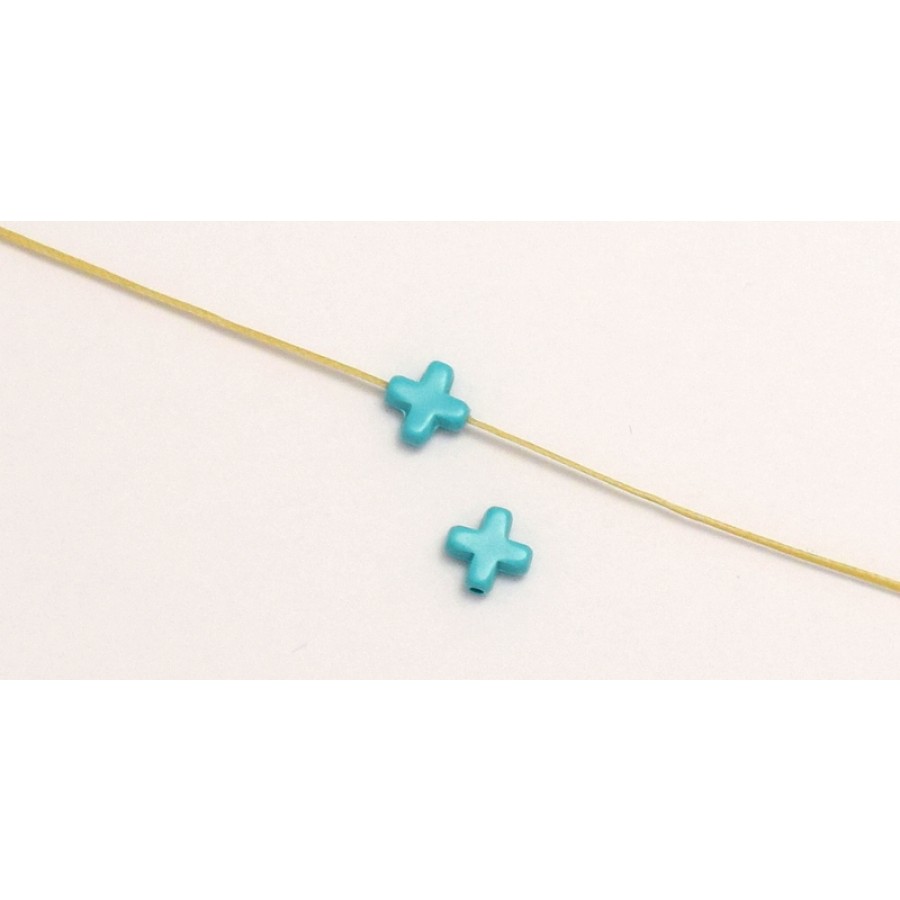 Χάντρα μικρός ccb σταυρός 8.5mm με τρύπα 1.5mm σε χρώμα τυρκουάζ τιμή ανα τεμάχιο