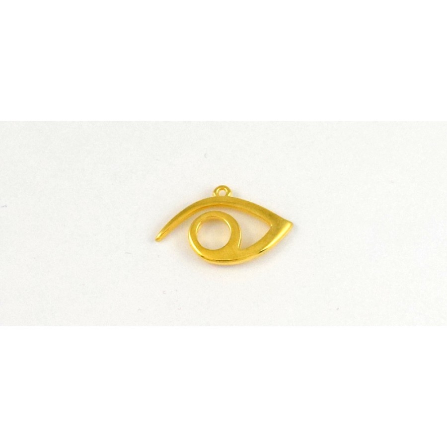 Μεταλλικό κρεμαστό μάτι περίγραμμα σε επίχρυσο (24Κ), κατάλληλο για την κατασκευή κοσμημάτων-ανά τεμάχιο