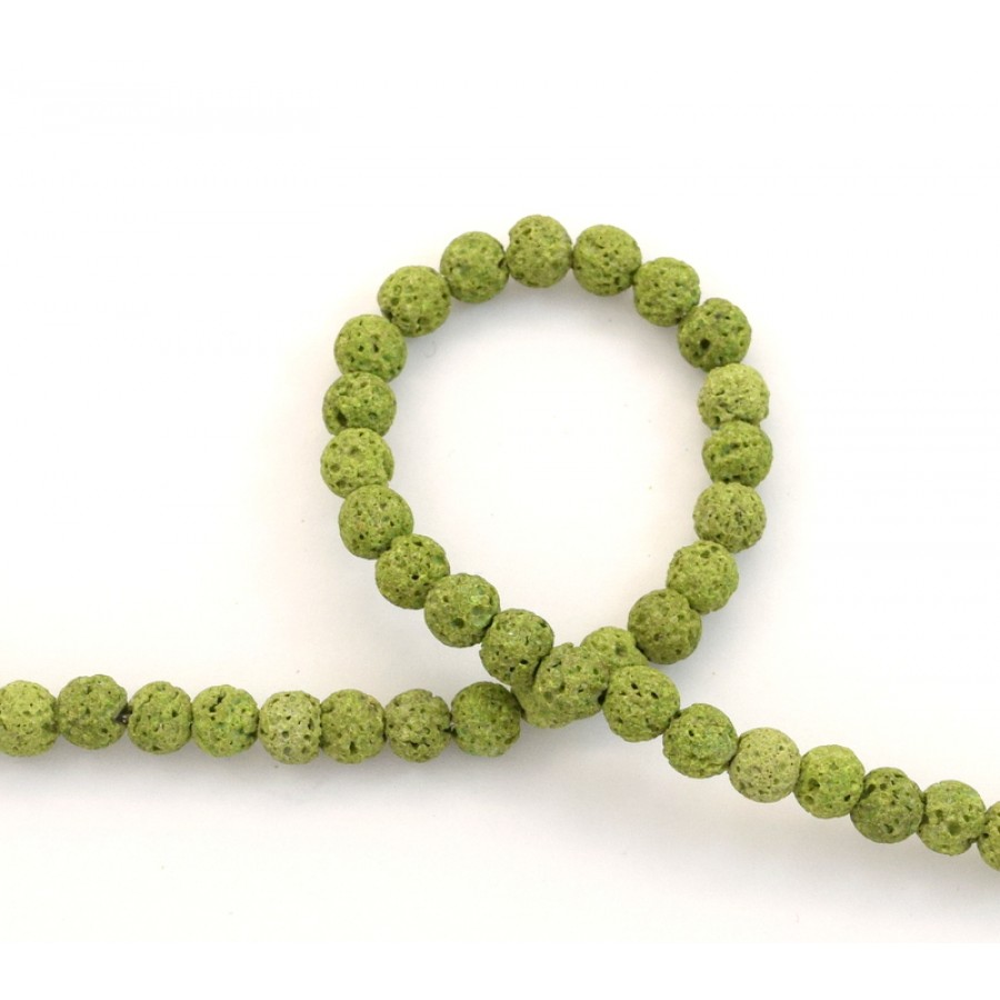 Φυσικές πέτρες Λάβα ακατέργαστες 6mm σε  χρώμα ανοιχτό πράσινο Η τιμή είναι ανα τεμάχιο(μία χάντρα)