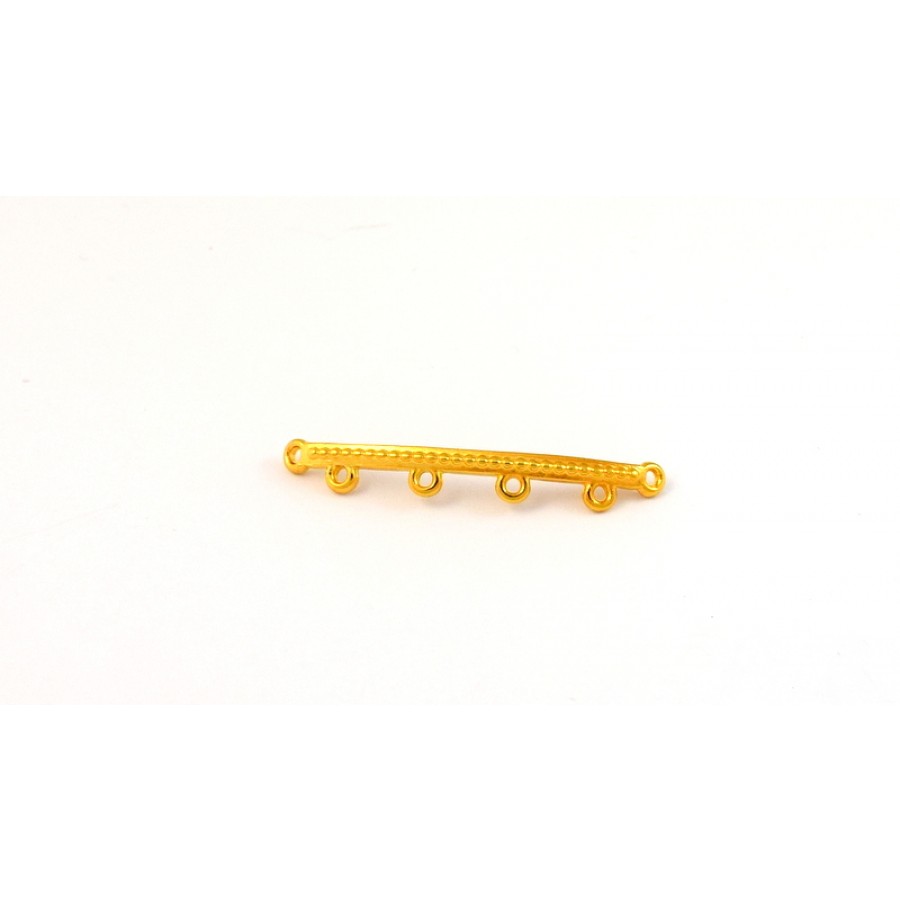 Μεταλλική μπάρα κυρτή 41 x 5,2 mm με 6 κρικάκια καταλληλη για βραχιόλι σε επίχρυσο τιμή ανα τεμάχιο