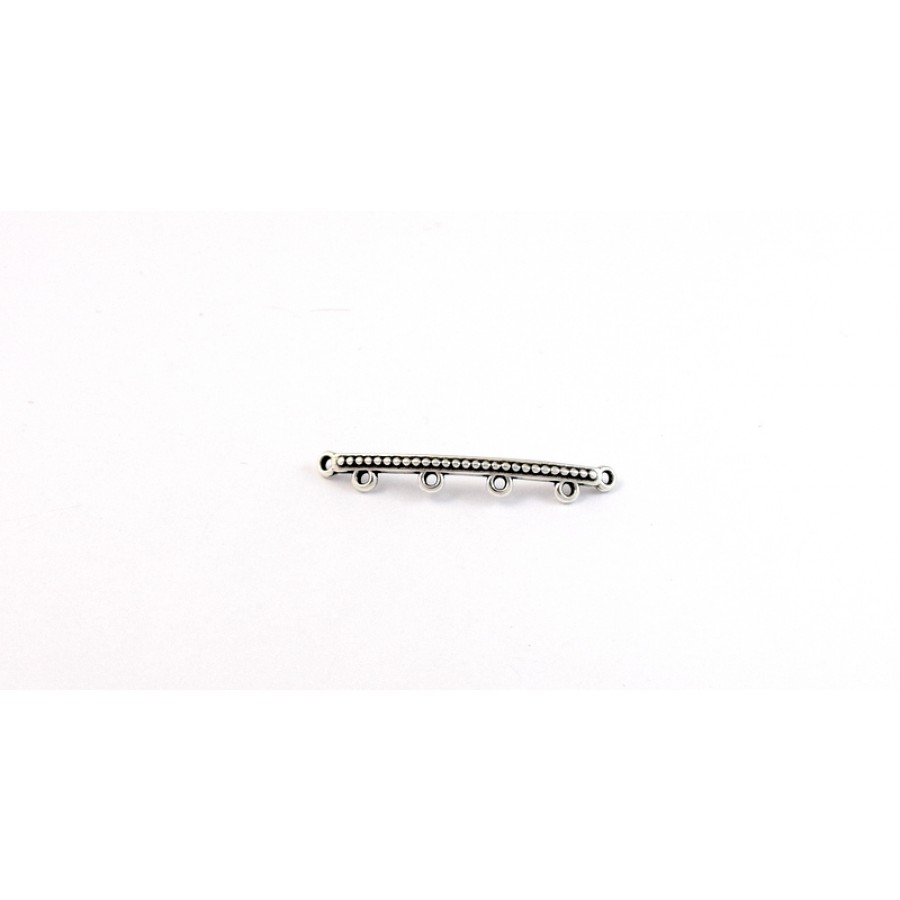 Μεταλλική μπάρα κυρτή 41 x 5,2 mm με 6 κρικάκια καταλληλη για βραχιόλι σε ασημί αντικέ τιμή ανα τεμάχιο