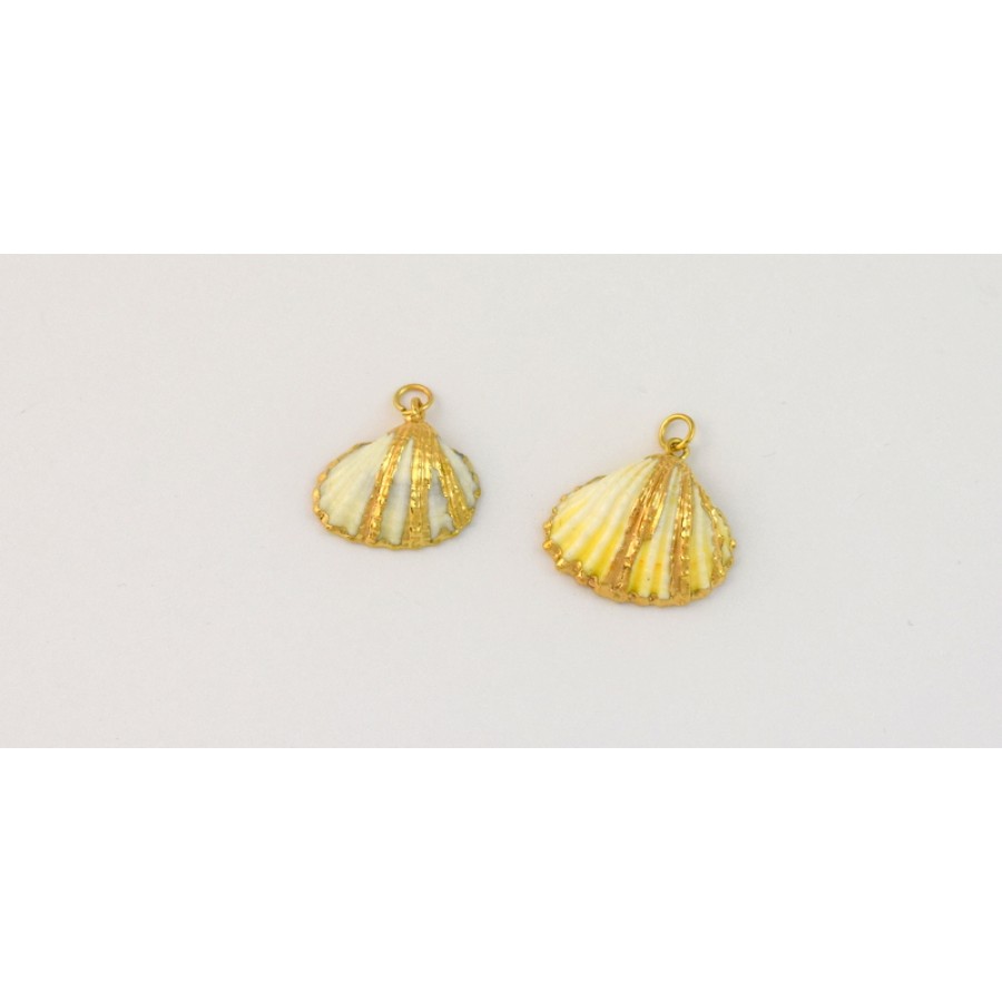 Φυσικό κοχύλι (~18x23mm) με μεταλλική επίχρυση βάση τιμή ανα τεμάχιο