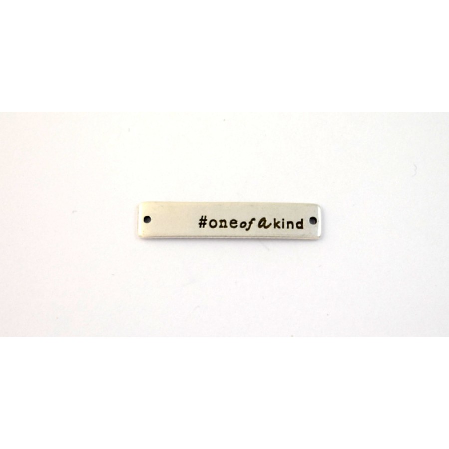 Μεταλλική ταυτότητα 39 x 8 mm #one of a kind με τρύπες στις ακρες  σε ασημί αντικέ τιμή ανα τεμάχιο
