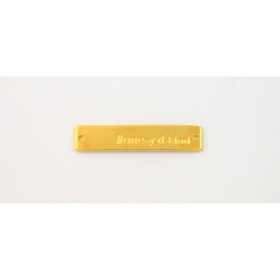Μεταλλική ταυτότητα 39 x 8 mm #one of a kind με τρύπες στις ακρες  σε επίχρυσο τιμή ανα τεμάχιο