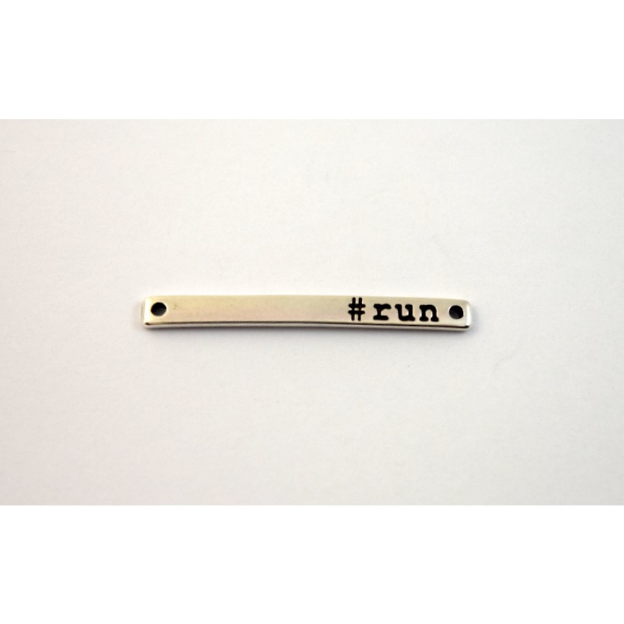 Μεταλλική ταυτότητα 36 x 3,5 mm #run   σε ασημί αντικέ τιμή ανα τεμάχιο