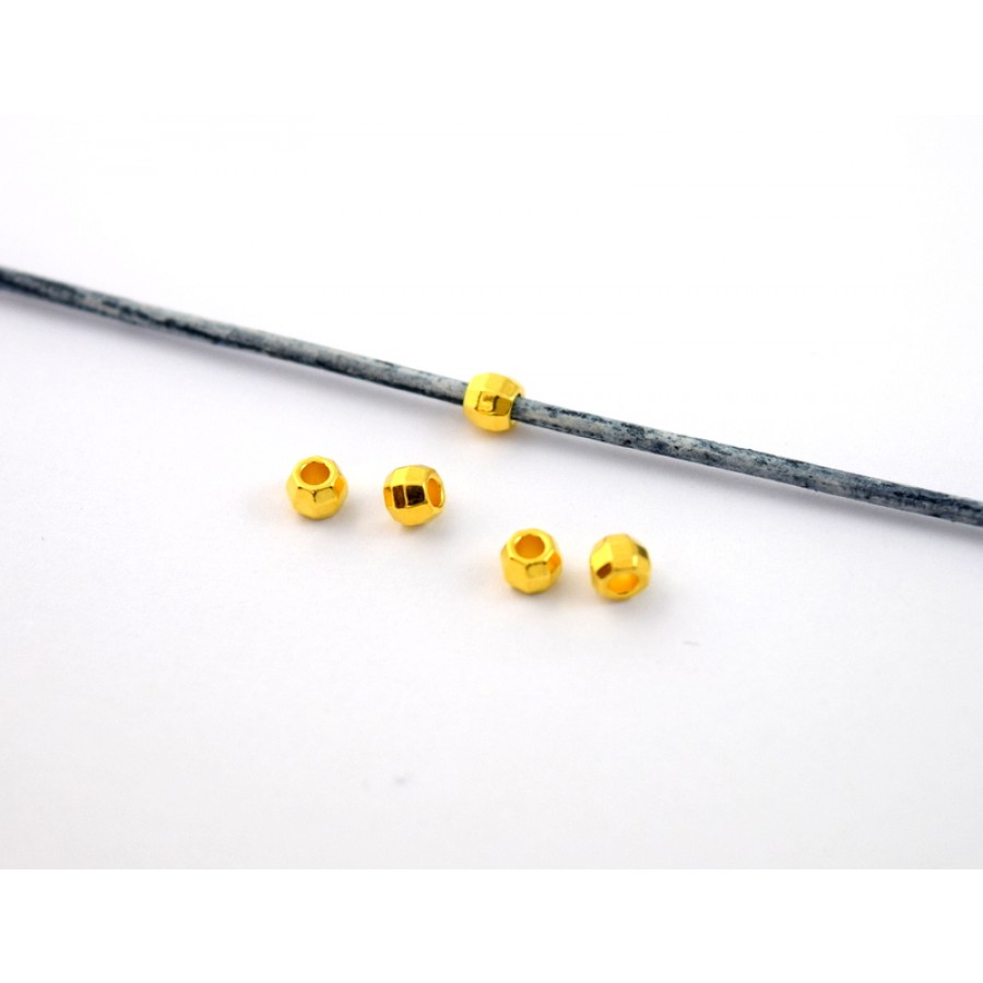 Oρειχάλκινη χάντρα πολύεδρη 4mm(H1,7mm) σε επίχρυσο τιμή ανά τεμάχιο