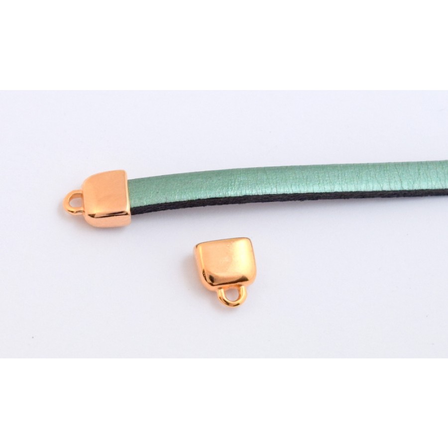 Ακροδέκτης για πλακέ κορδόνι 5x2mm ροζ χρύσωμα - ανά τεμάχιο
