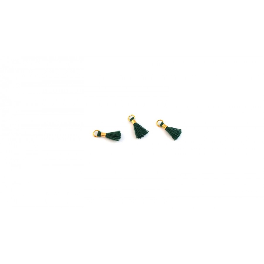 Μίνι φουντίτσα 10mm με κρικάκι χρυσαφί σε κυπαρισσί χρώμα, κατάλληλη για την κατασκευή κοσμημάτων- τιμή ανά τεμάχιο