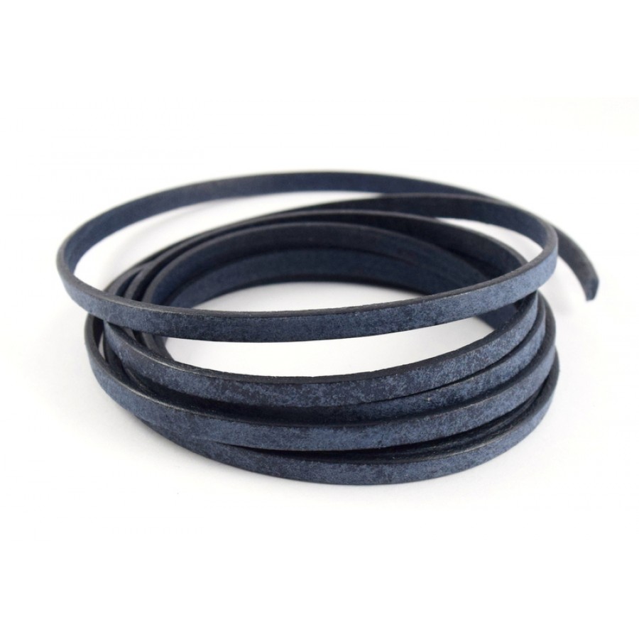 Πλακέ φυσικό δέρμα 5x2mm σε vintage denim χρώμα, κατάλληλο για να διακοσμήσεις ότι θέλεις- τιμή ανά μισό μέτρο(50cm)