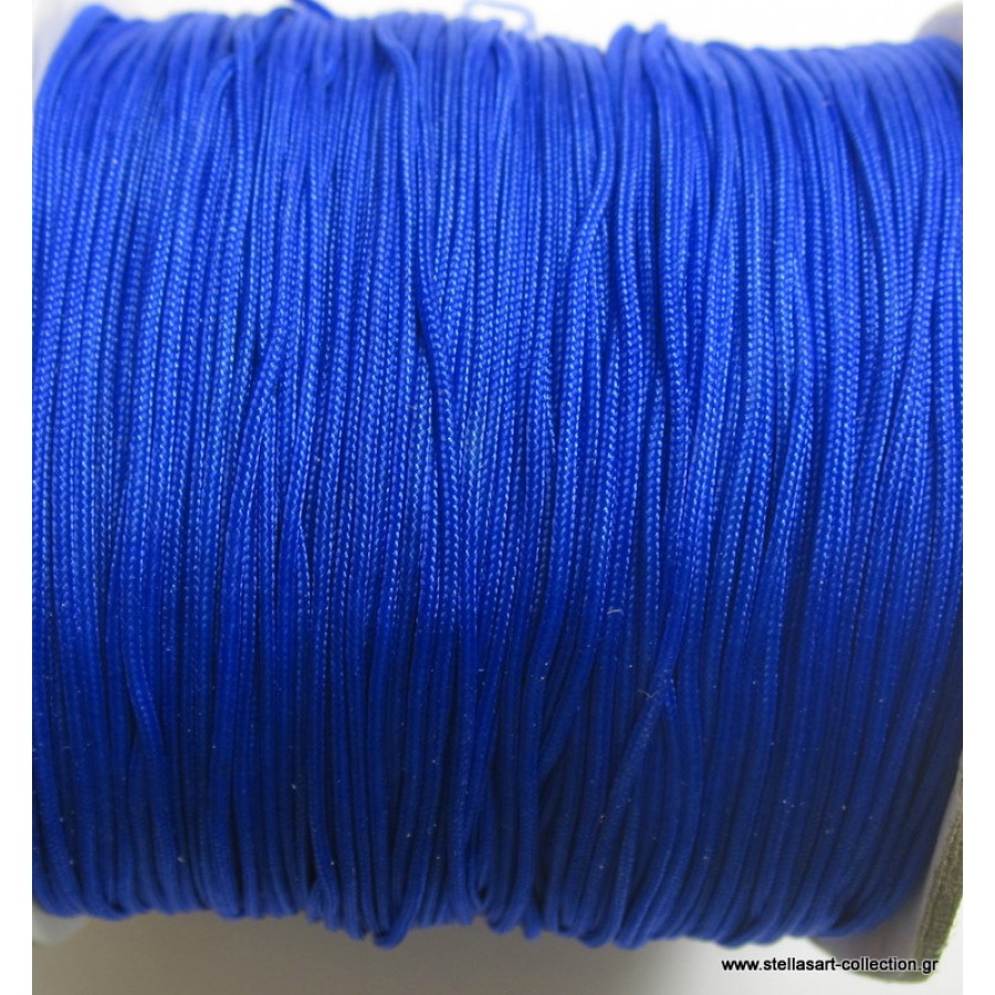 Κορδόνι σε μπλε ηλεκτρικ χρώμα 1mm κατάλληλο για πλεξίματα-μακραμέ.  Τιμή ανά μέτρο